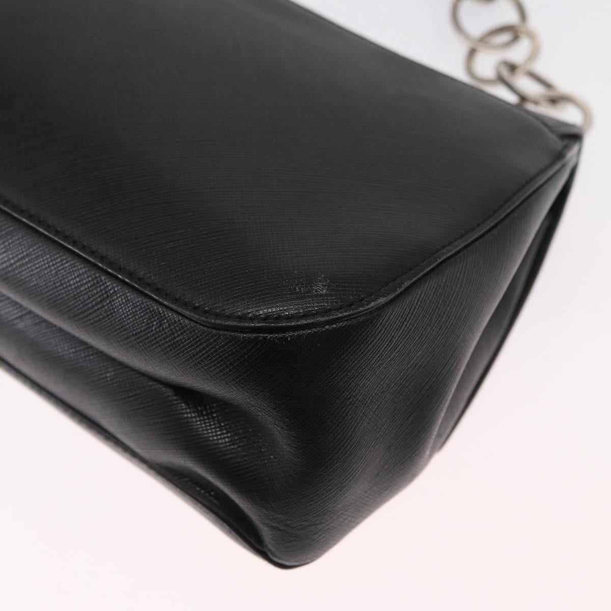 Salvatore Ferragamo Gancini Shoulder Bag Leather Black Leather Shoulder Bag Bag (Pre-Owned)