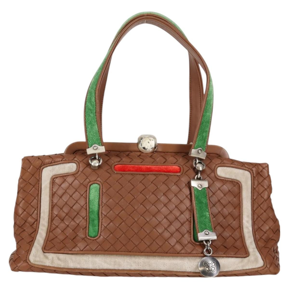 Bottega Veneta Intrecciato Leather Brown Leather Handbag (Pre-Owned)
