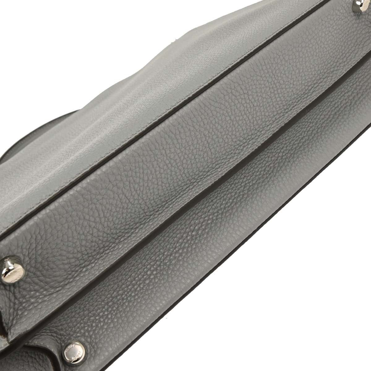 Fendi Peekaboo Iseeu Briefcase Leather Gray Leather Briefcase Bag (Pre-Owned)