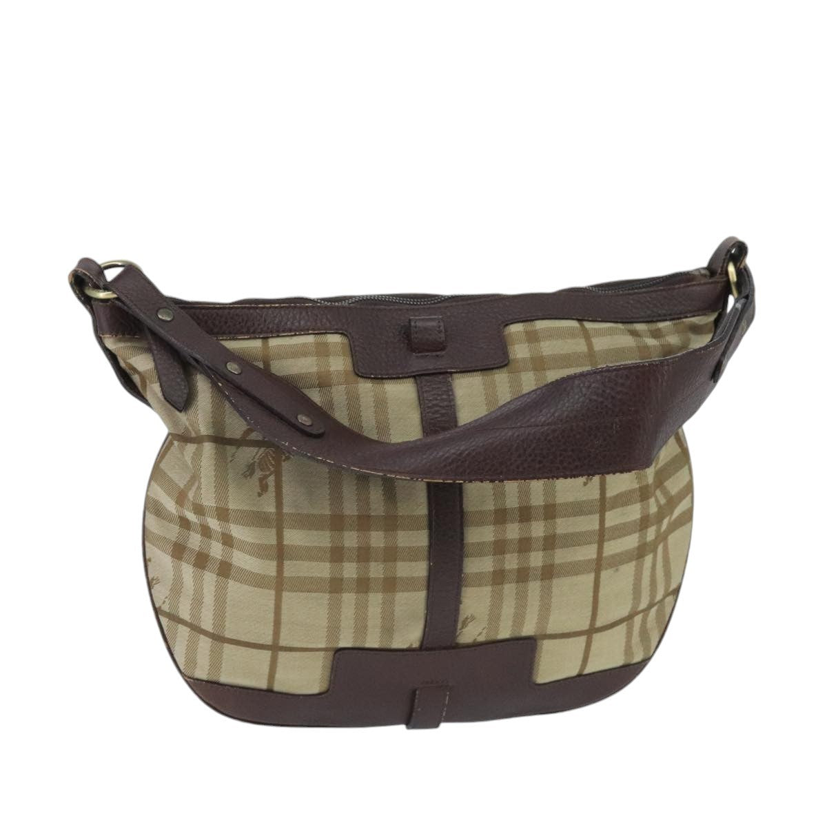 Burberry Nova Check Shoulder Bag Canvas And Leather Beige Canvas Shoulder Bag Bag (Pre-Owned)