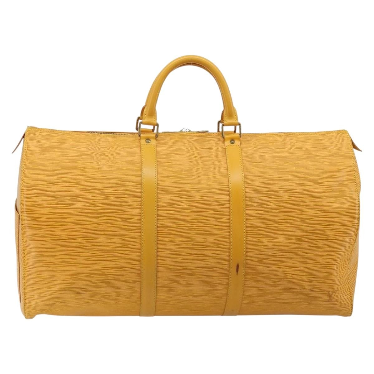 Louis Vuitton Keepall Bag Epi Leather Yellow Leather Travel Bag Bag (Pre-Owned)