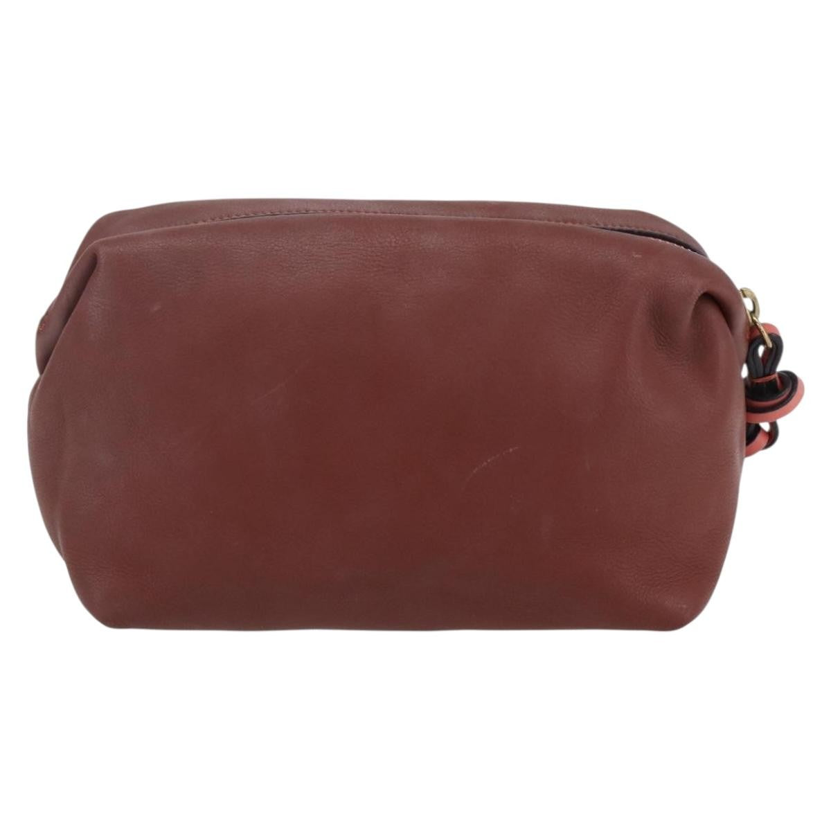 Chloe Zip Clutch Leather Brown Leather Clutche & Pouche Bag (Pre-Owned)