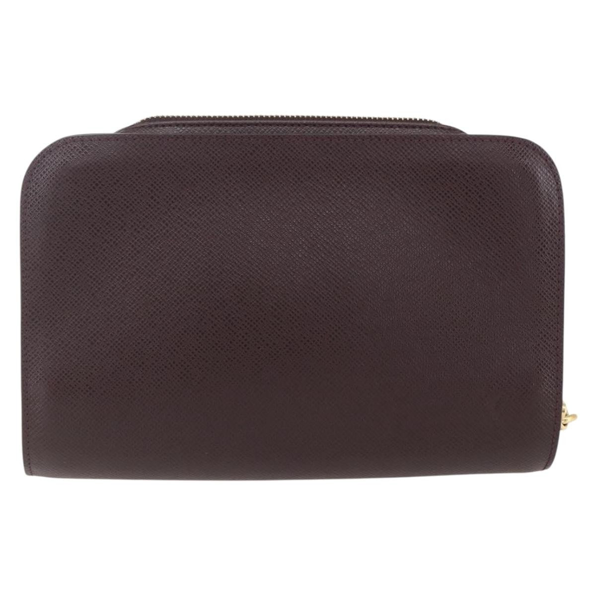Louis Vuitton Pochette Baikal Clutch Taiga Leather Brown Leather Clutche & Pouche Bag (Pre-Owned)