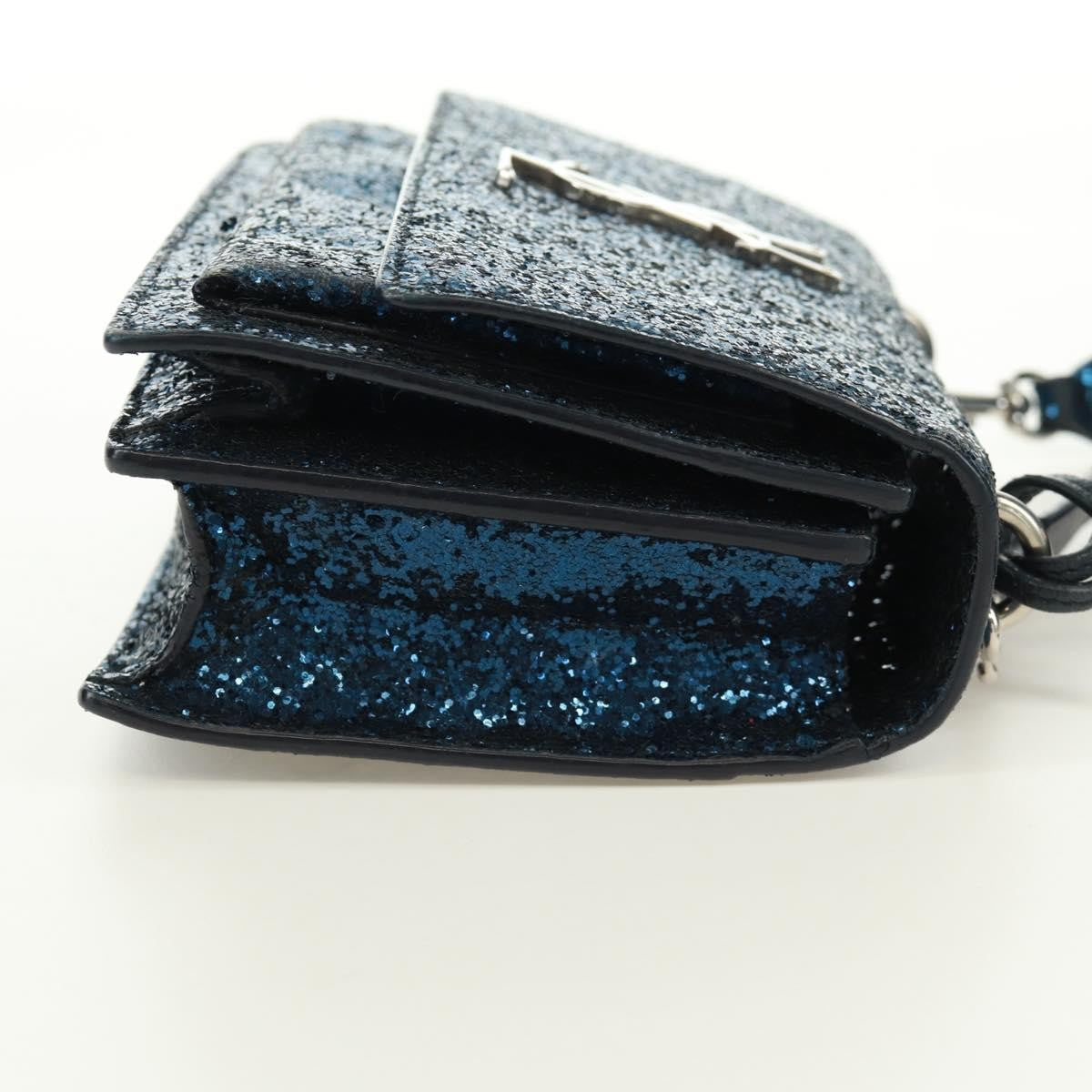 Saint Laurent Sunset Satchel Glitter Blue Leather Shoulder Bag Bag (Pre-Owned)