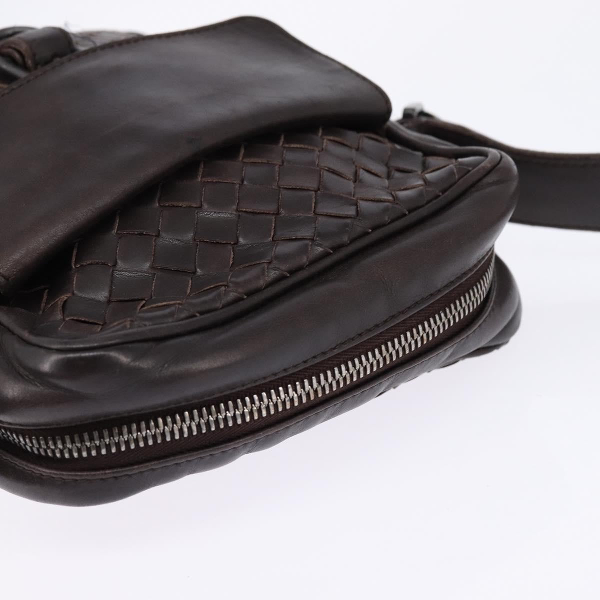 Bottega Veneta Front Pocket Messenger Bag Intrecciato Nappa Brown Leather Bag (Pre-Owned)