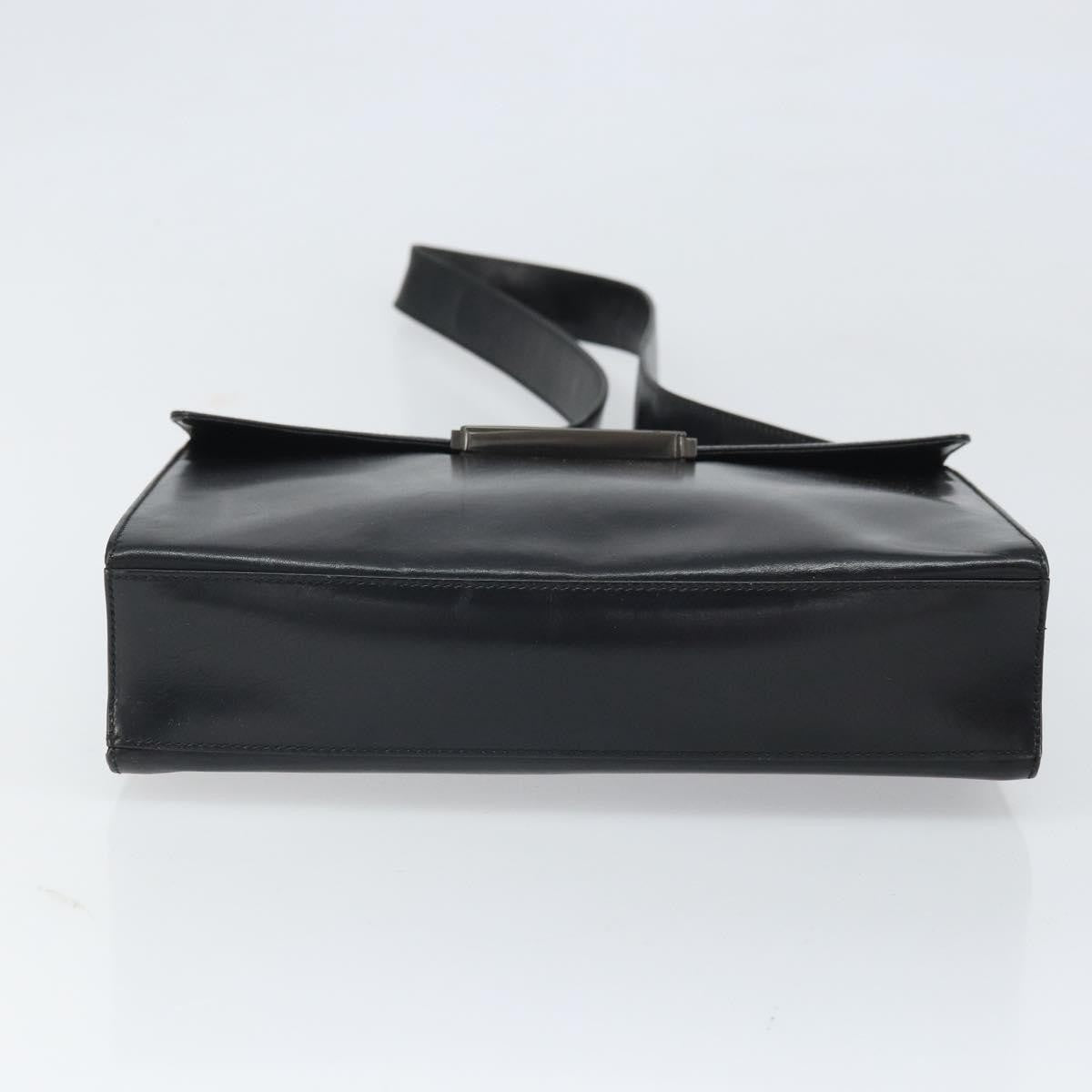 Prada Vintage Flap Shoulder Bag Leather Black Leather Shoulder Bag Bag (Pre-Owned)