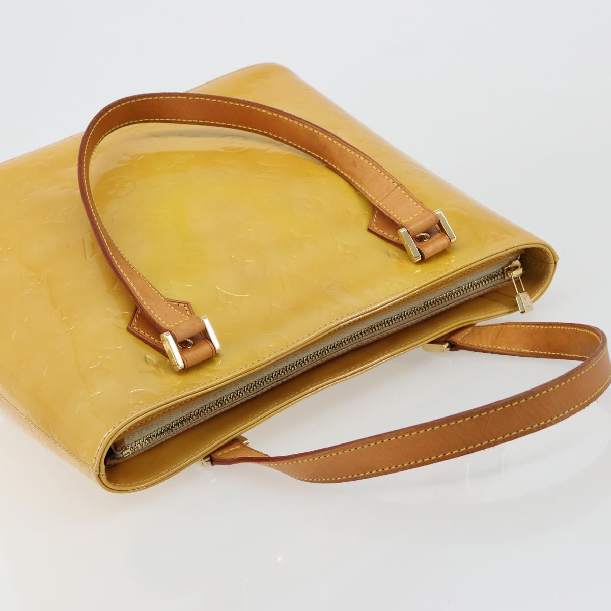 Louis Vuitton Houston Handbag Monogram Vernis Beige Patent_Leather Handbag (Pre-Owned)