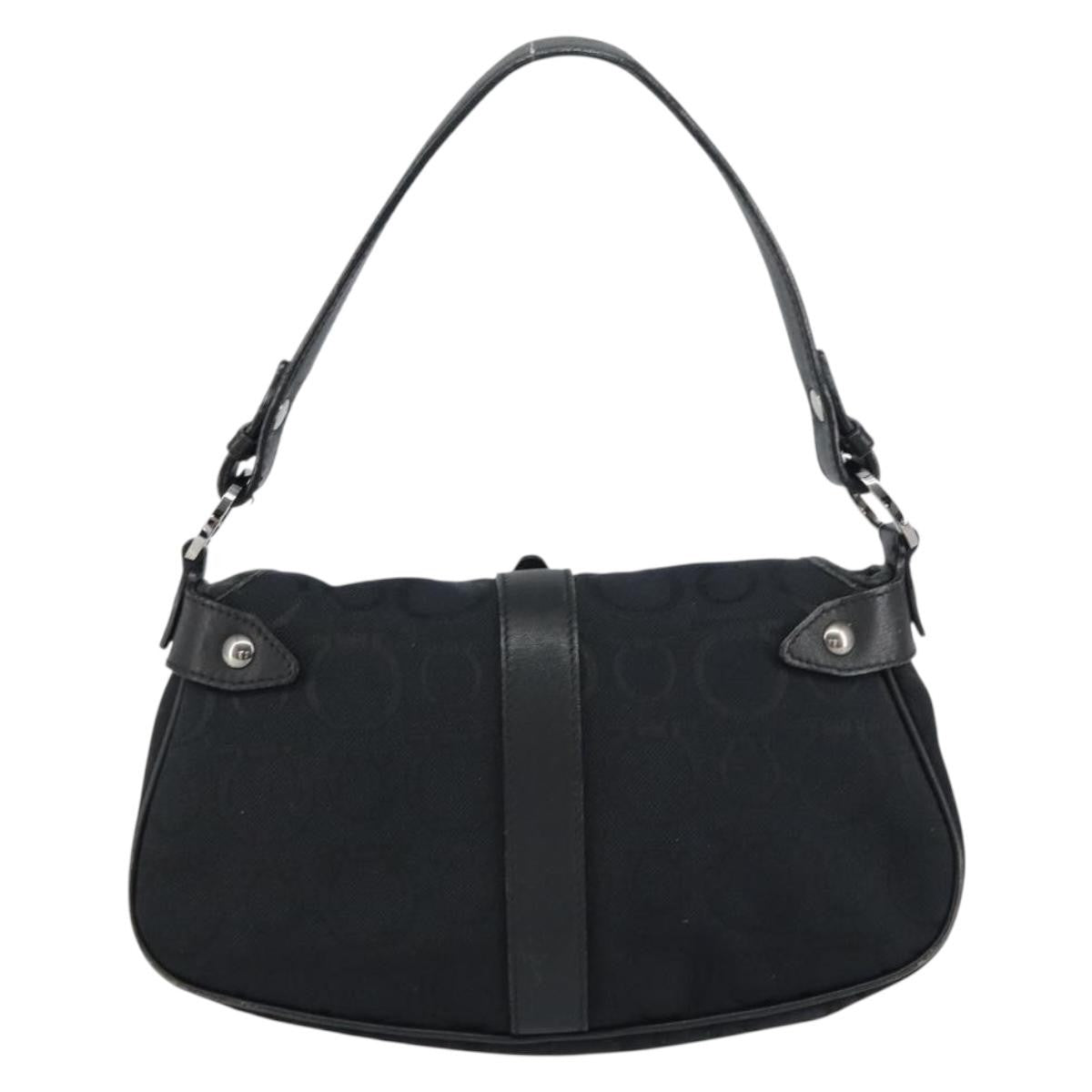 Salvatore Ferragamo Gancini Shoulder Bag Canvas Black Canvas Shoulder Bag Bag (Pre-Owned)