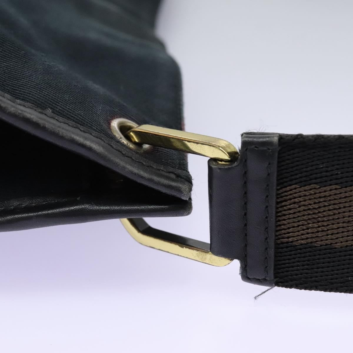 Gucci Sherry Line Shoulder Bag Canvas Black Canvas Shoulder Bag Bag (Pre-Owned)