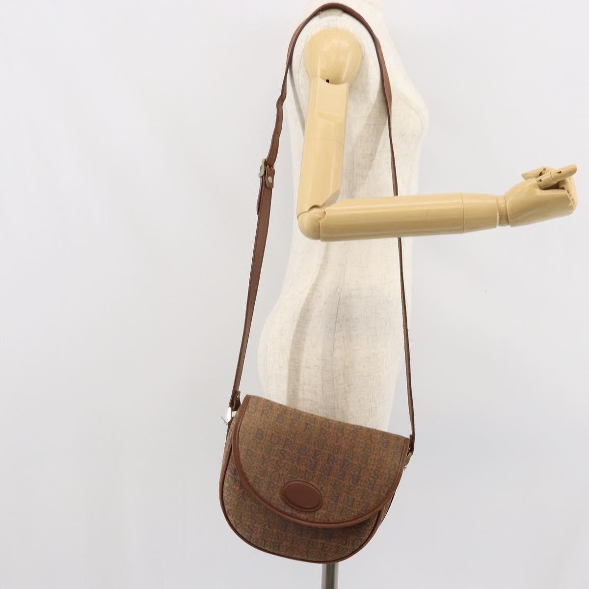 Burberry Flap Shoulder Bag Canvas Brown Canvas Shoulder Bag Bag (Pre-Owned)
