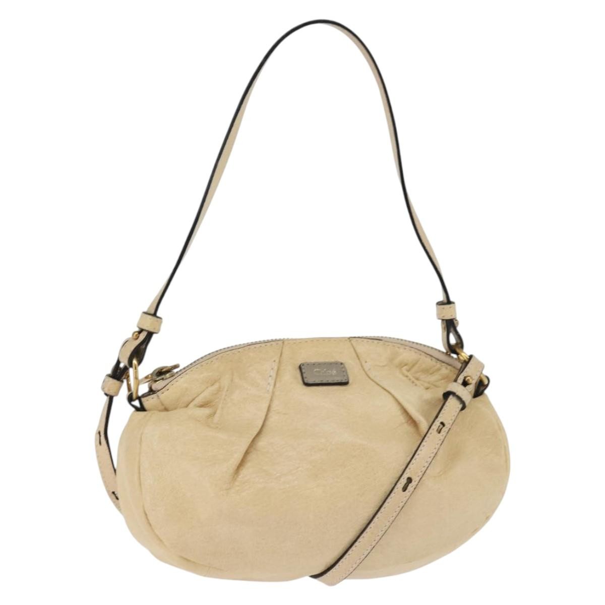 Chloe Vintage Shoulder Bag Leather Beige Leather Shoulder Bag Bag (Pre-Owned)