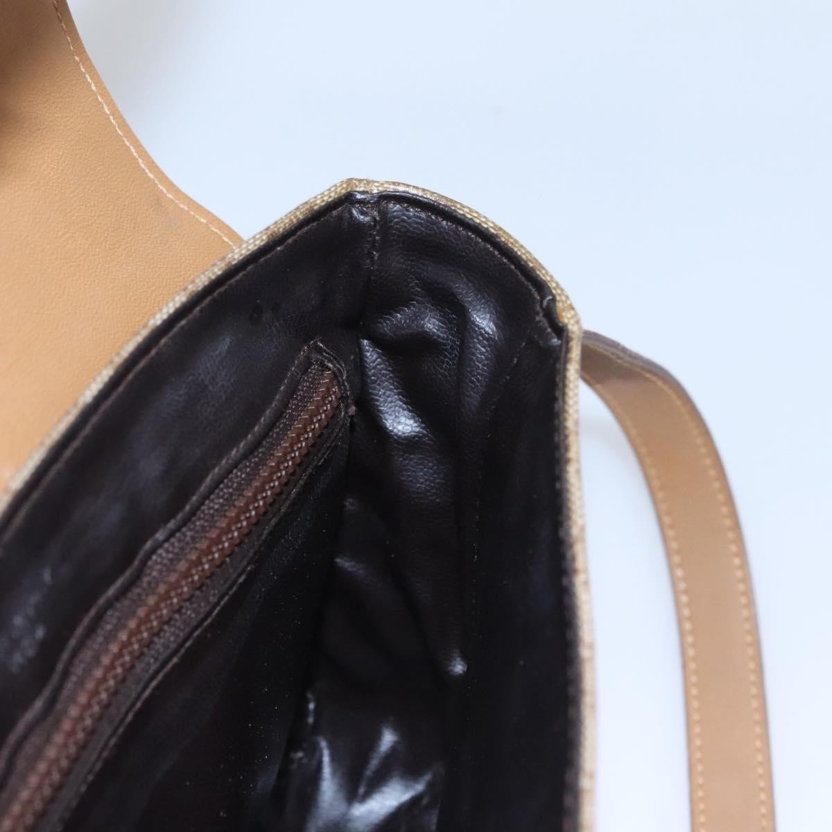 Celine Vintage Macadam Shoulder Bag Canvas And Leather Beige Canvas Shoulder Bag Bag (Pre-Owned)