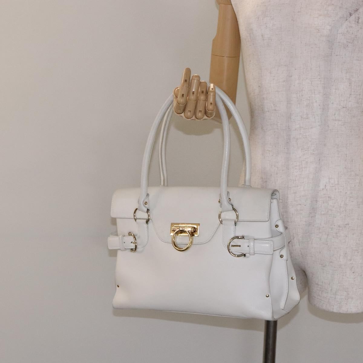 Salvatore Ferragamo Virna Satchel Leather White Leather Handbag (Pre-Owned)