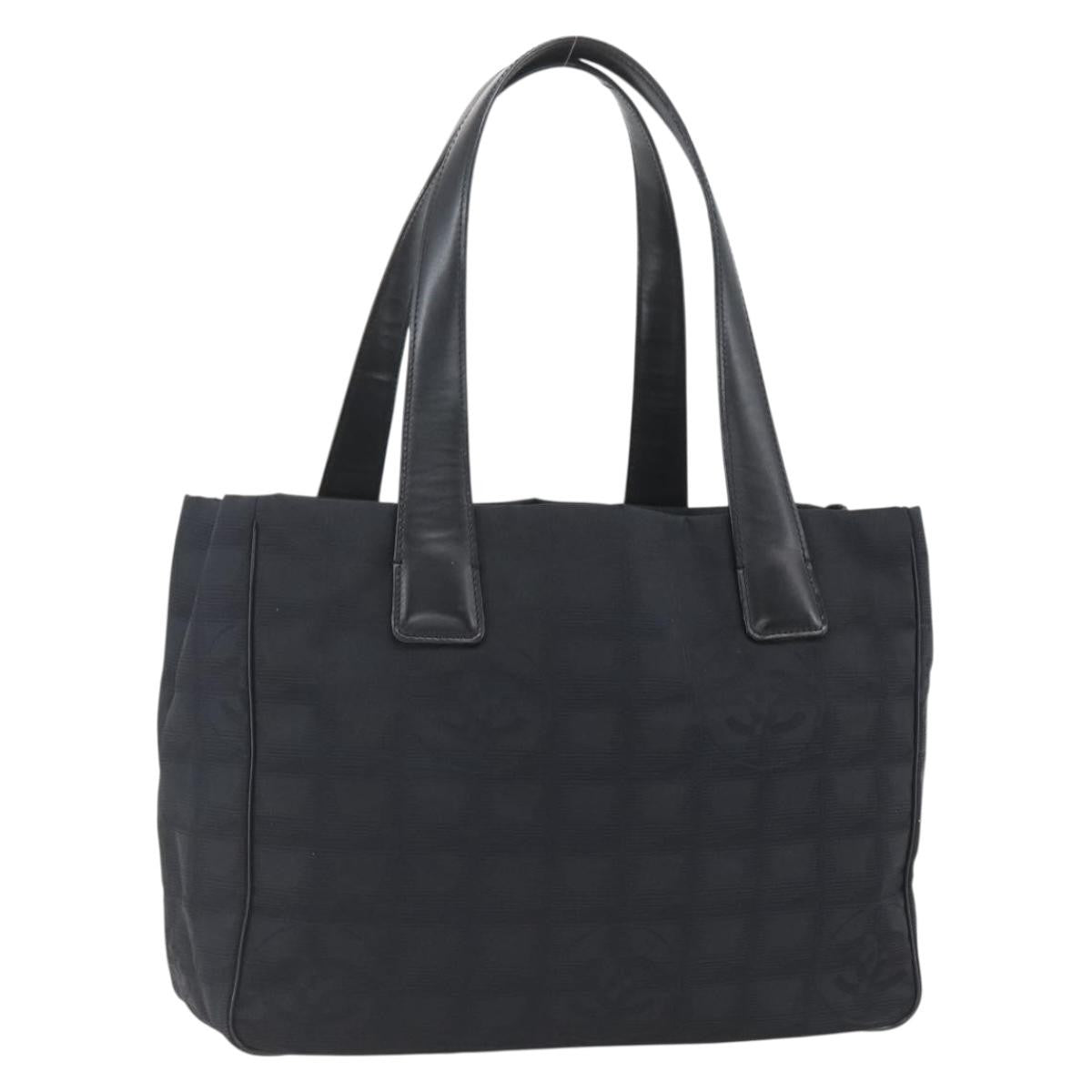 Chanel Travel Line Tote Nylon Black Nylon Tote Bag Bag (Pre-Owned)