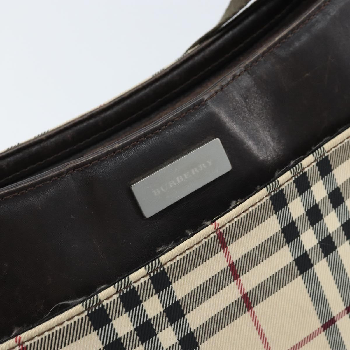 Burberry Nova Check Shoulder Bag Canvas And Leather Beige Canvas Shoulder Bag Bag (Pre-Owned)
