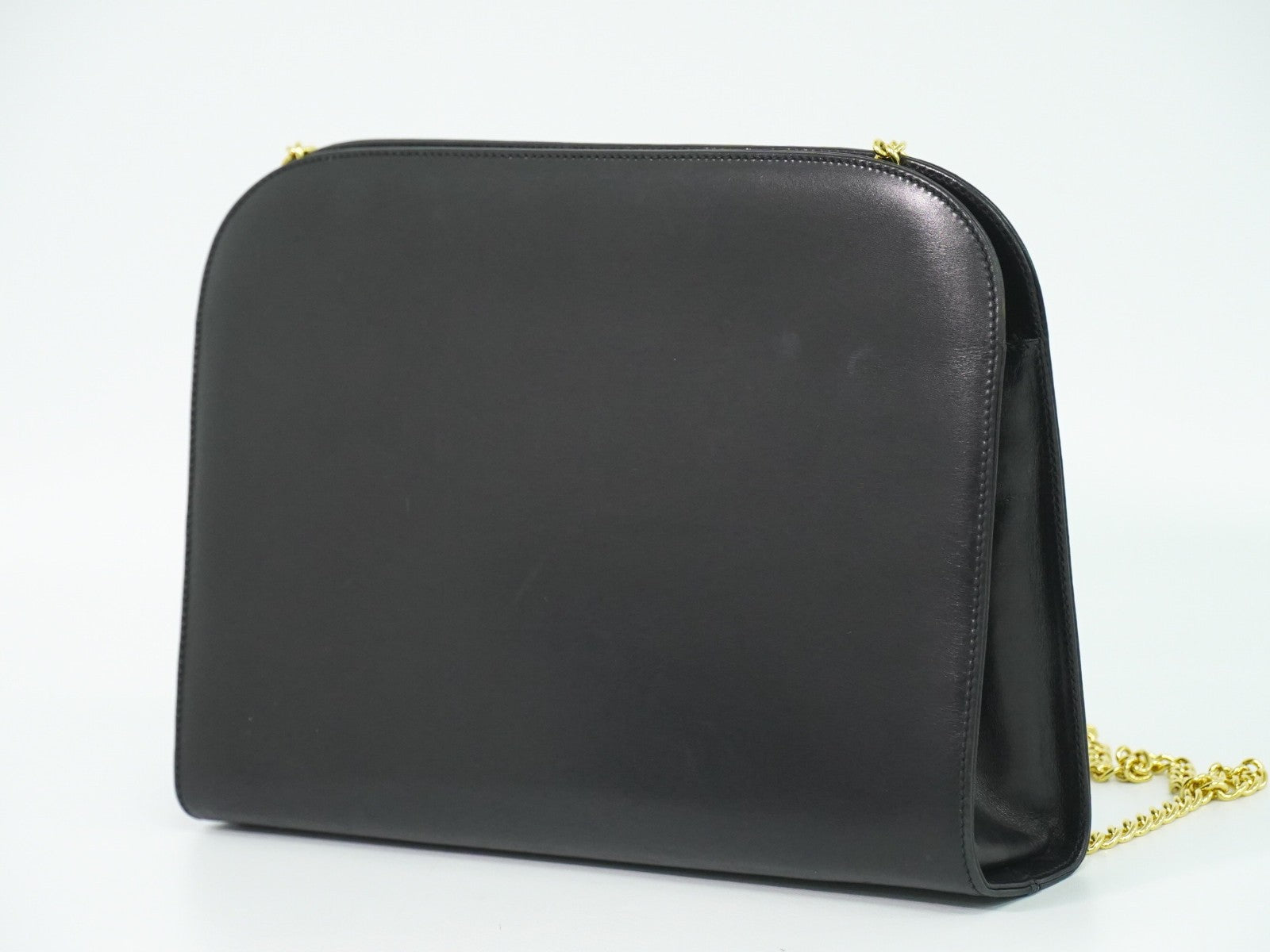 Salvatore Ferragamo Vintage Gancini Chain Shoulder Bag Leather Black Leather Shoulder Bag Bag (Pre-Owned)