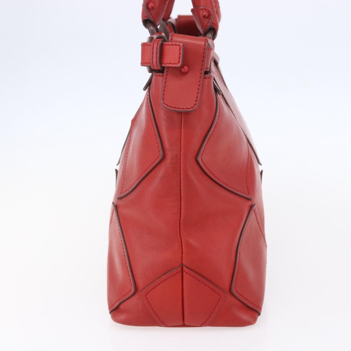 Salvatore Ferragamo Gancini Handbag Leather Red Leather Handbag (Pre-Owned)