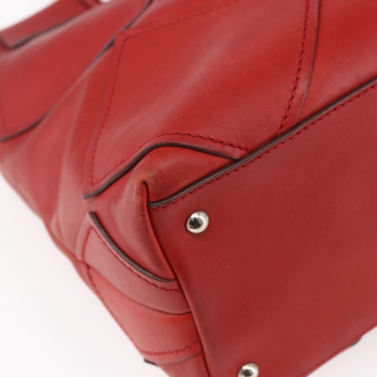 Salvatore Ferragamo Gancini Handbag Leather Red Leather Handbag (Pre-Owned)