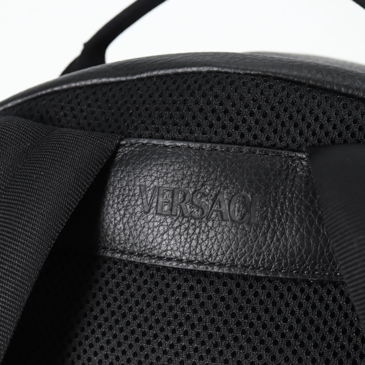 Versace Medusa Zip Backpack Leather Black Leather Backpack Bag (Pre-Owned)