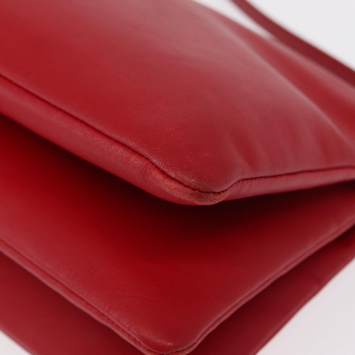 Celine Trio Crossbody Bag Leather Red Leather Shoulder Bag Bag (Pre-Owned)