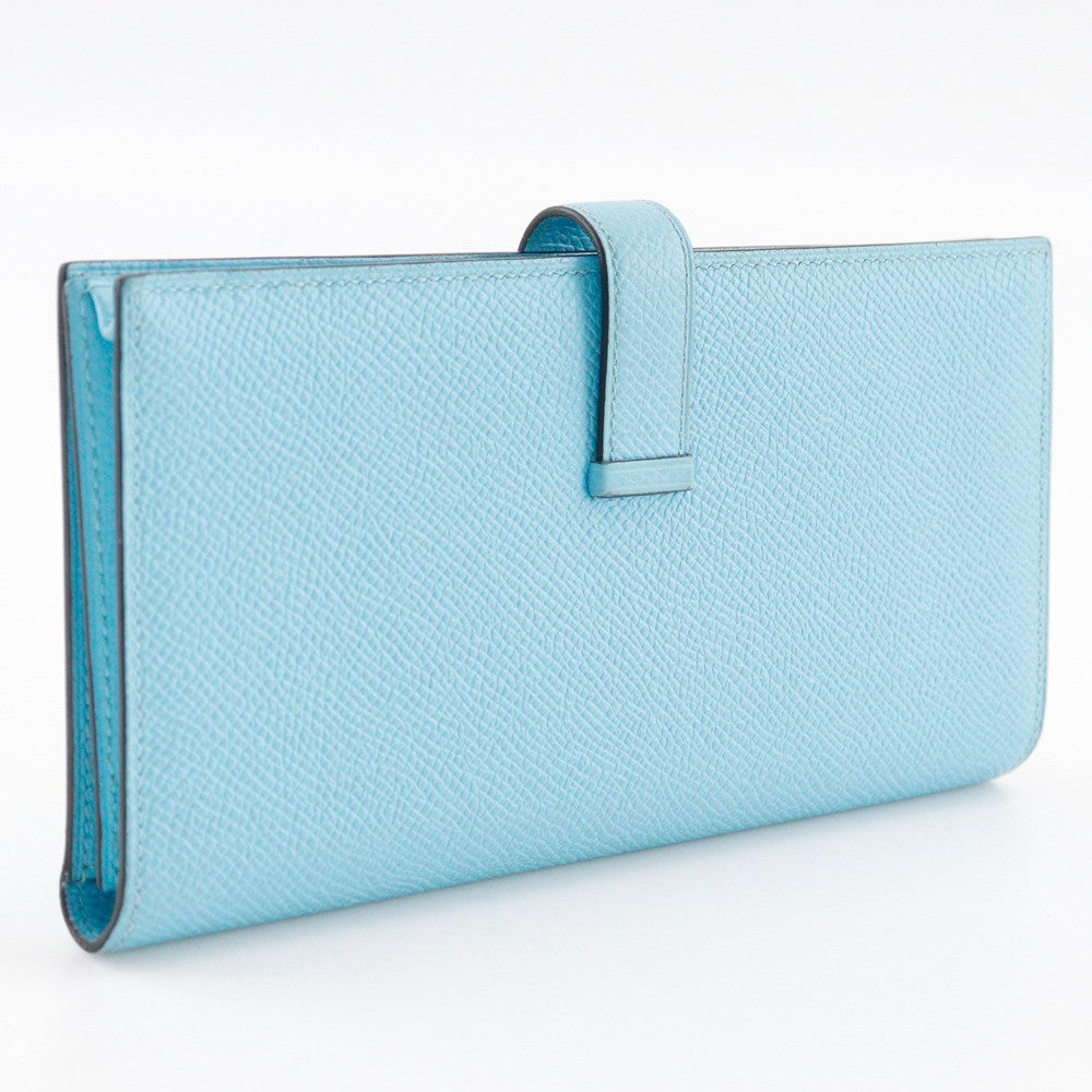 Hermes Bearn Wallet Epsom Blue Leather Wallets Accessory (Pre-Owned)