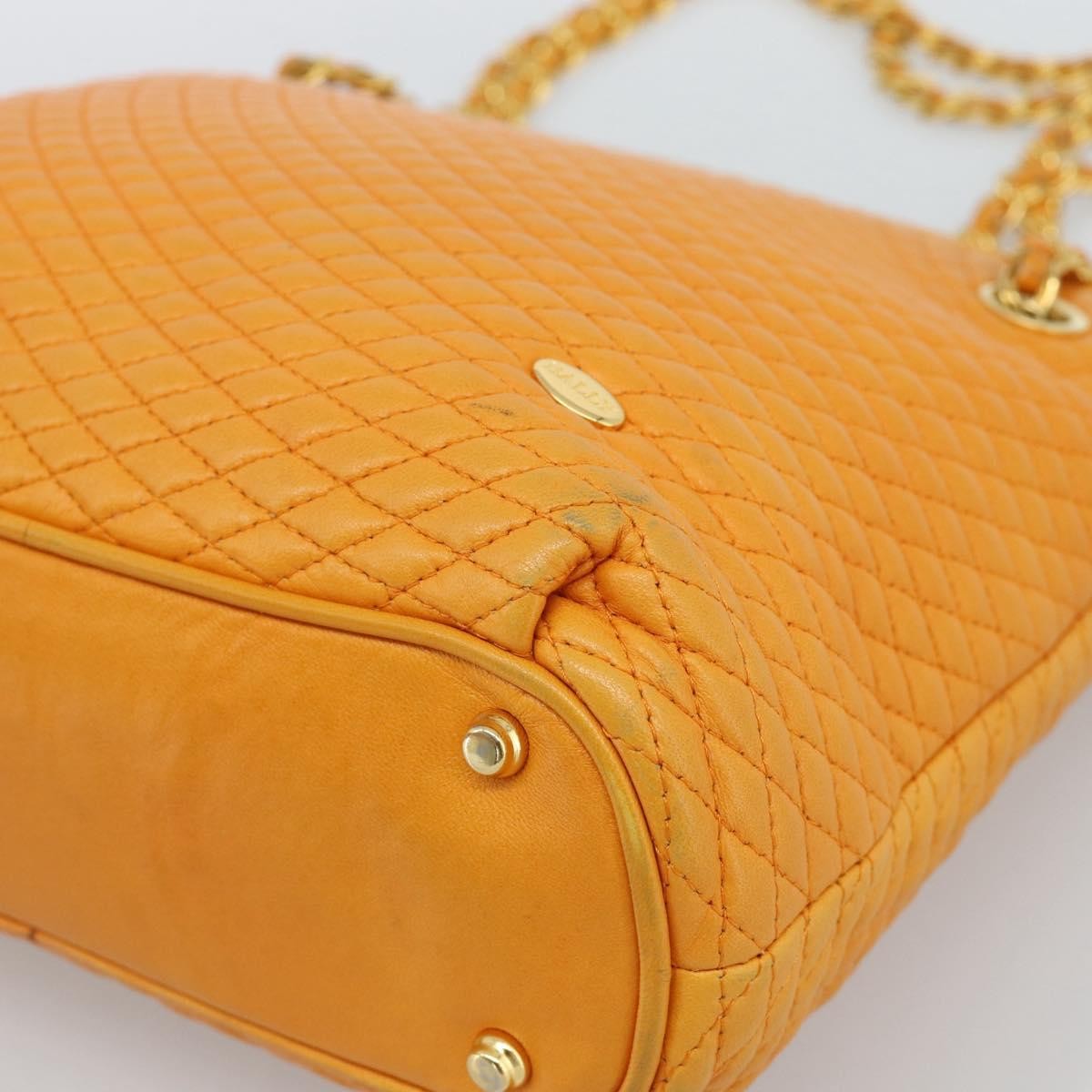 Bally Vintage Shoulder Bag Quilted Leather Orange Leather Shoulder Bag Bag (Pre-Owned)