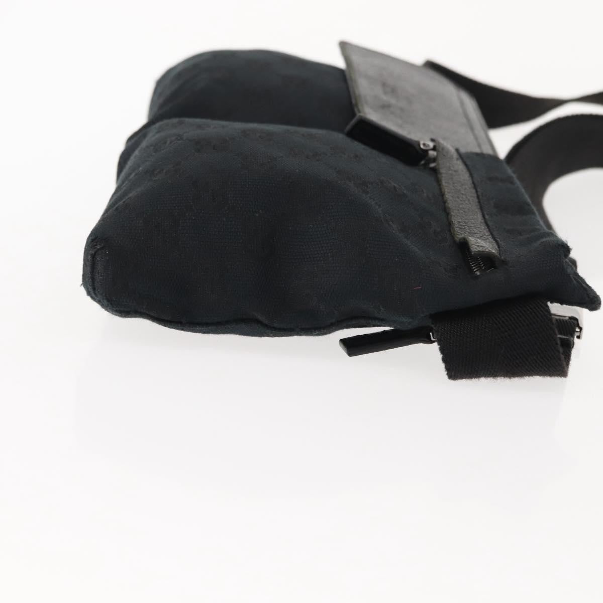 Gucci Vintage Double Belt Bag Gg Canvas With Leather Black Canvas Shoulder Bag Bag (Pre-Owned)