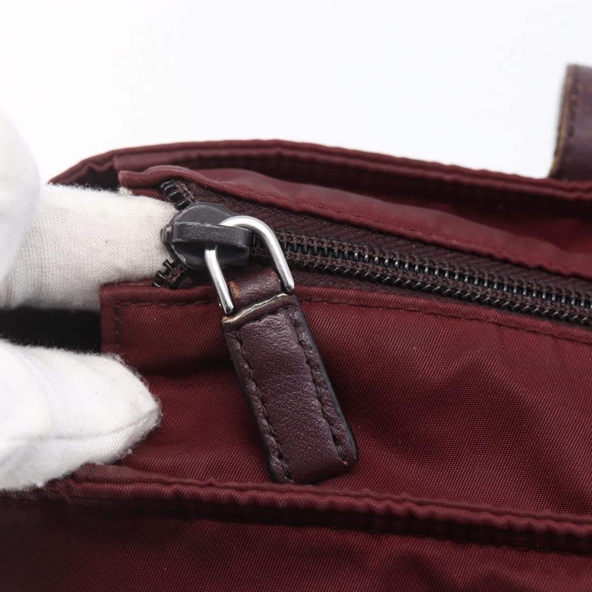 Prada Vintage Zip Tote Tessuto Burgundy Nylon Tote Bag Bag (Pre-Owned)