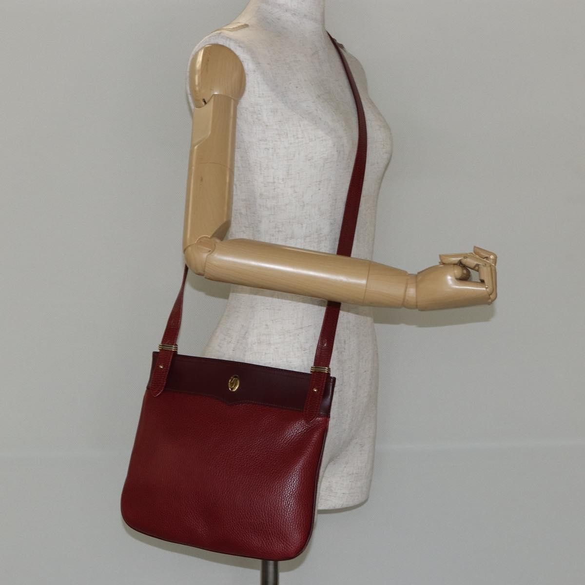 Cartier Must De Cartier Shoulder Bag Leather Burgundy Leather Shoulder Bag Bag (Pre-Owned)