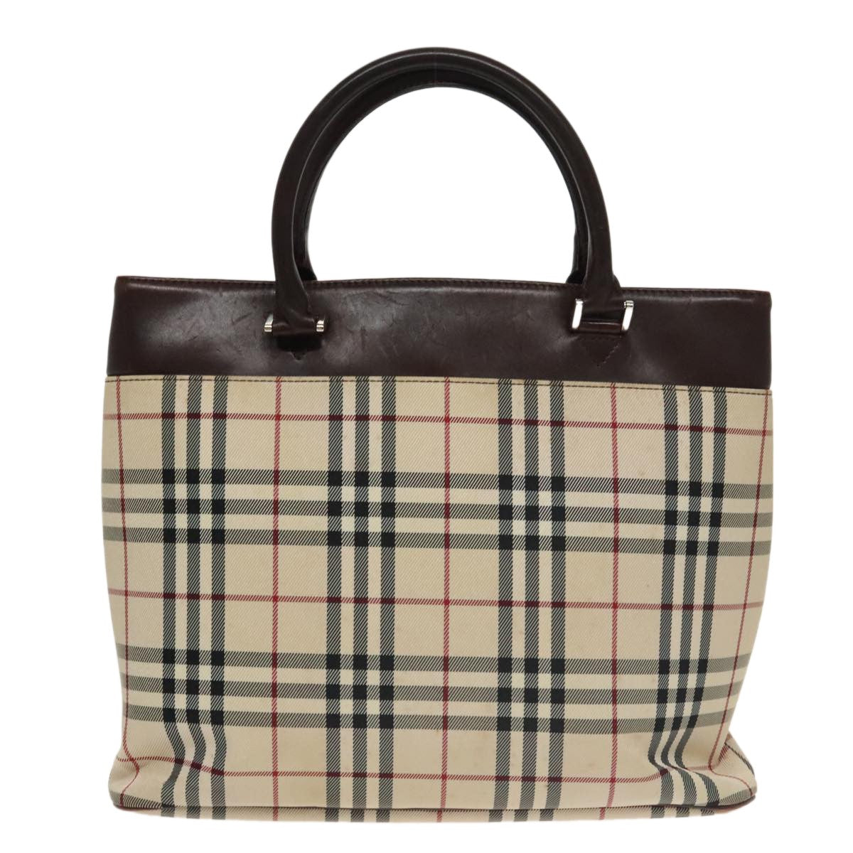 Burberry Nova Check Tote Canvas And Leather Beige Canvas Tote Bag Bag (Pre-Owned)