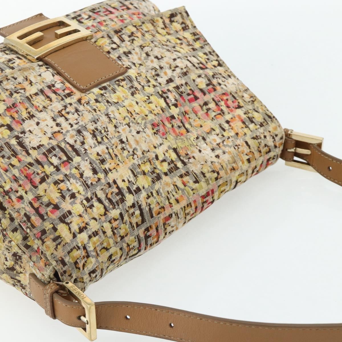 Fendi Mamma Baguette Zucca Canvas Beige Canvas Shoulder Bag Bag (Pre-Owned)
