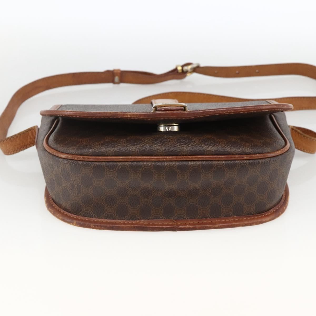 Celine Vintage Macadam Shoulder Bag Canvas And Leather Brown Canvas Shoulder Bag Bag (Pre-Owned)