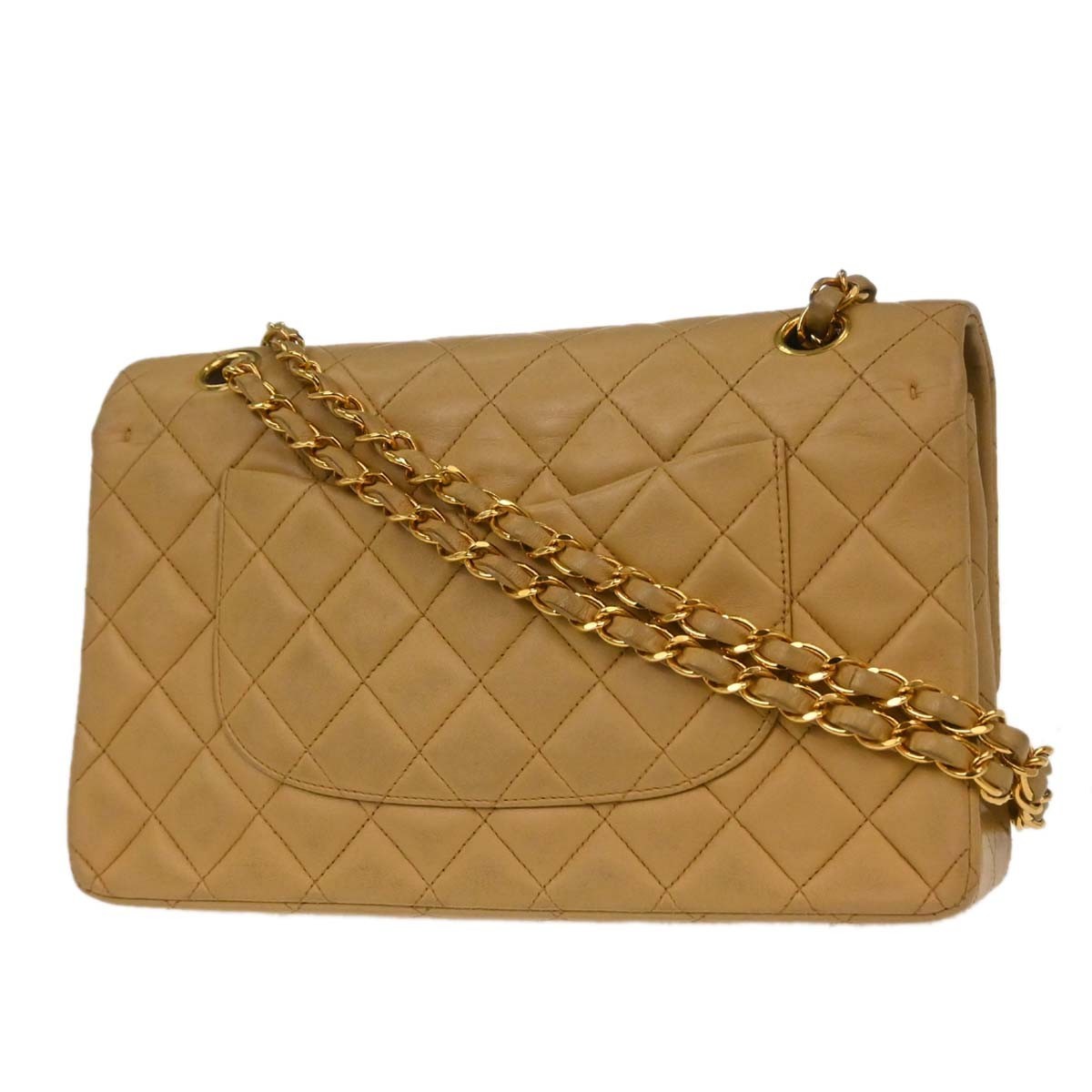 Chanel Timeless - Classic Double Flap Bag Leather Beige Calfskin Handbag (Pre-Owned)