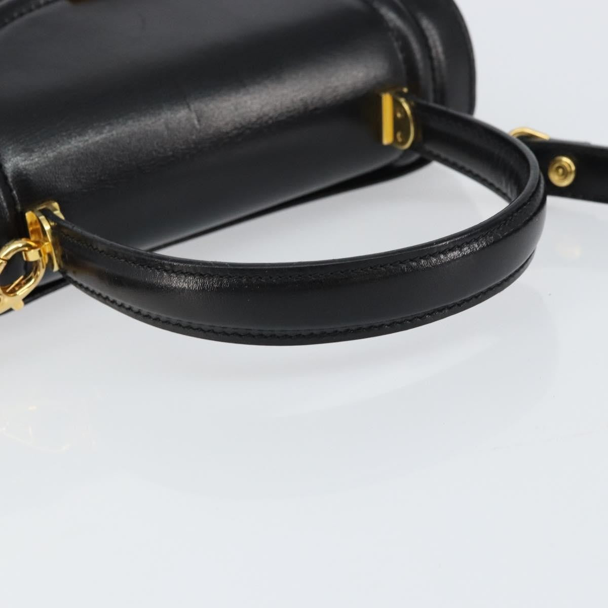 Bally Vintage Handbag Leather Black Leather Handbag (Pre-Owned)