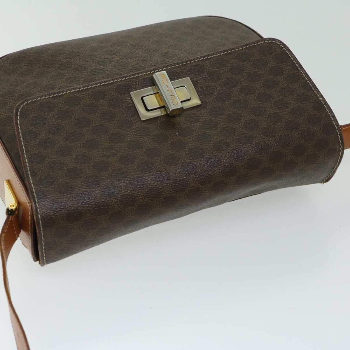 Celine Vintage Macadam Shoulder Bag Canvas And Leather Brown Canvas Shoulder Bag Bag (Pre-Owned)