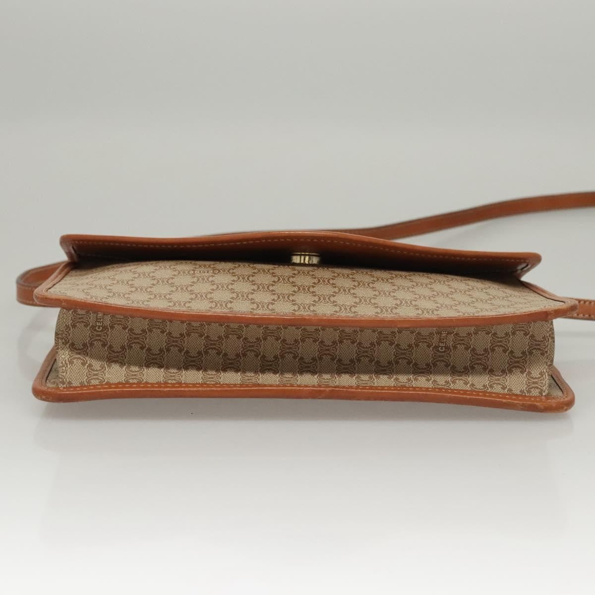 Celine Vintage Macadam Shoulder Bag Canvas And Leather Beige Canvas Shoulder Bag Bag (Pre-Owned)