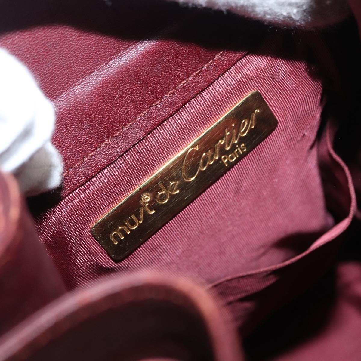 Cartier Must De Cartier Bag Leather Burgundy Leather Shoulder Bag Bag (Pre-Owned)