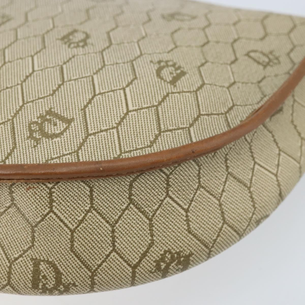 Christian Dior Vintage Honeycomb Shoulder Bag Canvas And Leather Beige Canvas Shoulder Bag Bag (Pre-Owned)
