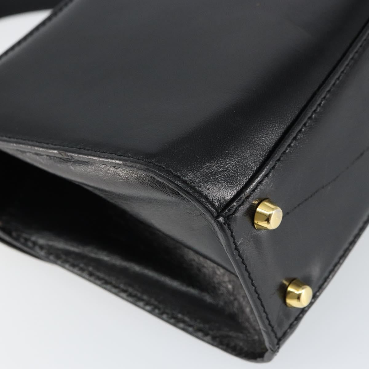 Bally Vintage Handbag Leather Black Leather Handbag (Pre-Owned)