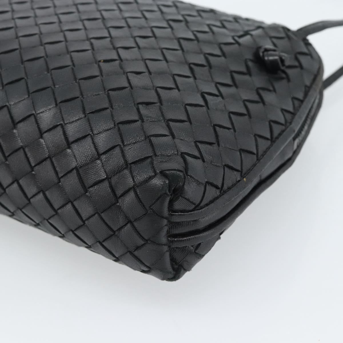 Bottega Veneta Nodini Crossbody Bag Intrecciato Nappa Black Leather Shoulder Bag Bag (Pre-Owned)