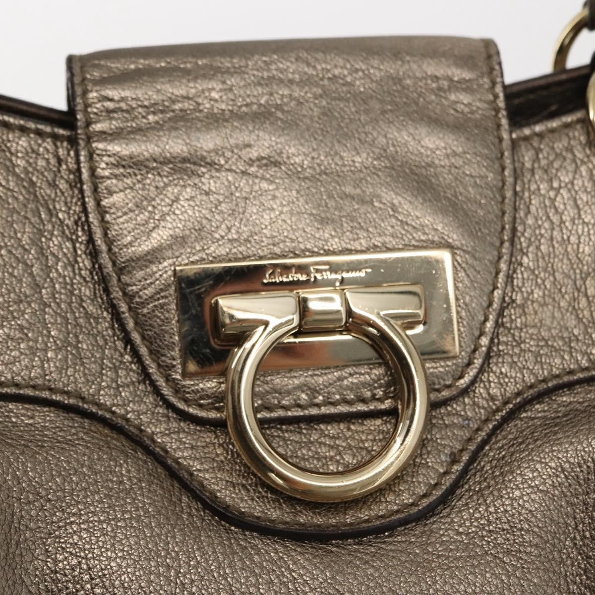 Salvatore Ferragamo Gancini Tote Leather Gold Leather Tote Bag Bag (Pre-Owned)