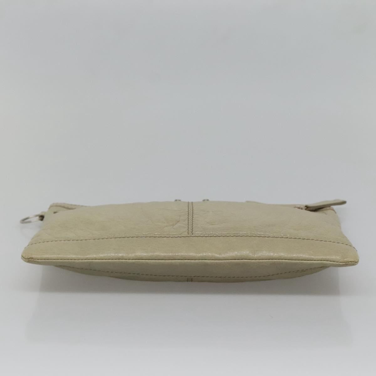 Balenciaga Classic City Clip Pouch Leather Beige Leather Clutche & Pouche Bag (Pre-Owned)