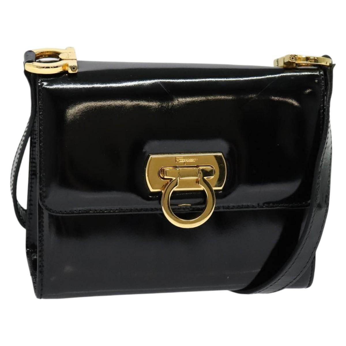 Salvatore Ferragamo Gancini Shoulder Bag Patent Leather Black Patent_Leather Shoulder Bag Bag (Pre-Owned)