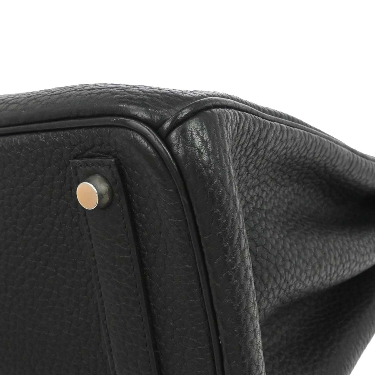 Hermes Hac Birkin Bag Black Fjord With Palladium Hardware Black Leather Handbag (Pre-Owned)