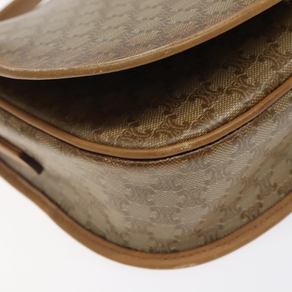 Celine Vintage Macadam Shoulder Bag Canvas And Leather Beige Canvas Shoulder Bag Bag (Pre-Owned)