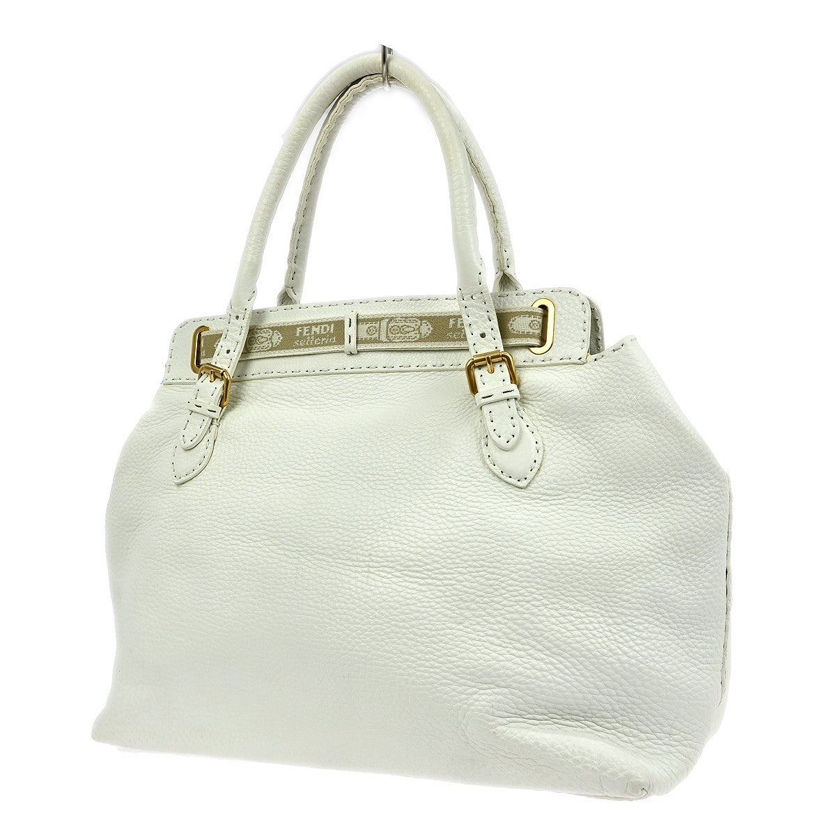 Fendi Selleria Peekaboo Bag Leather White Leather Handbag (Pre-Owned)