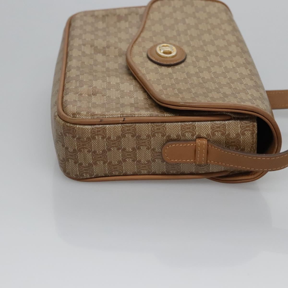 Celine Vintage Macadam Shoulder Bag Canvas And Leather Beige Canvas Shoulder Bag Bag (Pre-Owned)