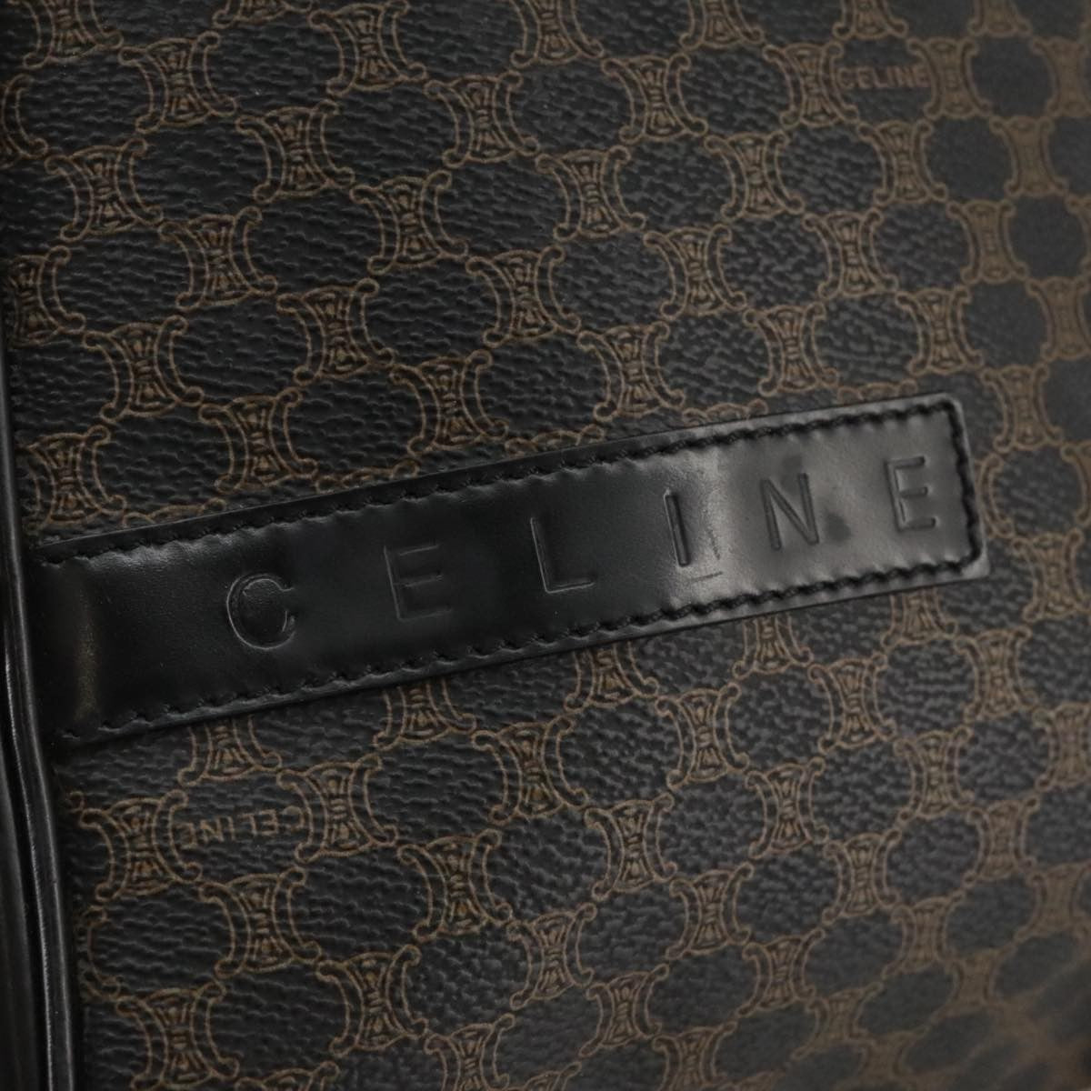 Celine Vintage Macadam Backpack Canvas And Leather Black Canvas Backpack Bag (Pre-Owned)