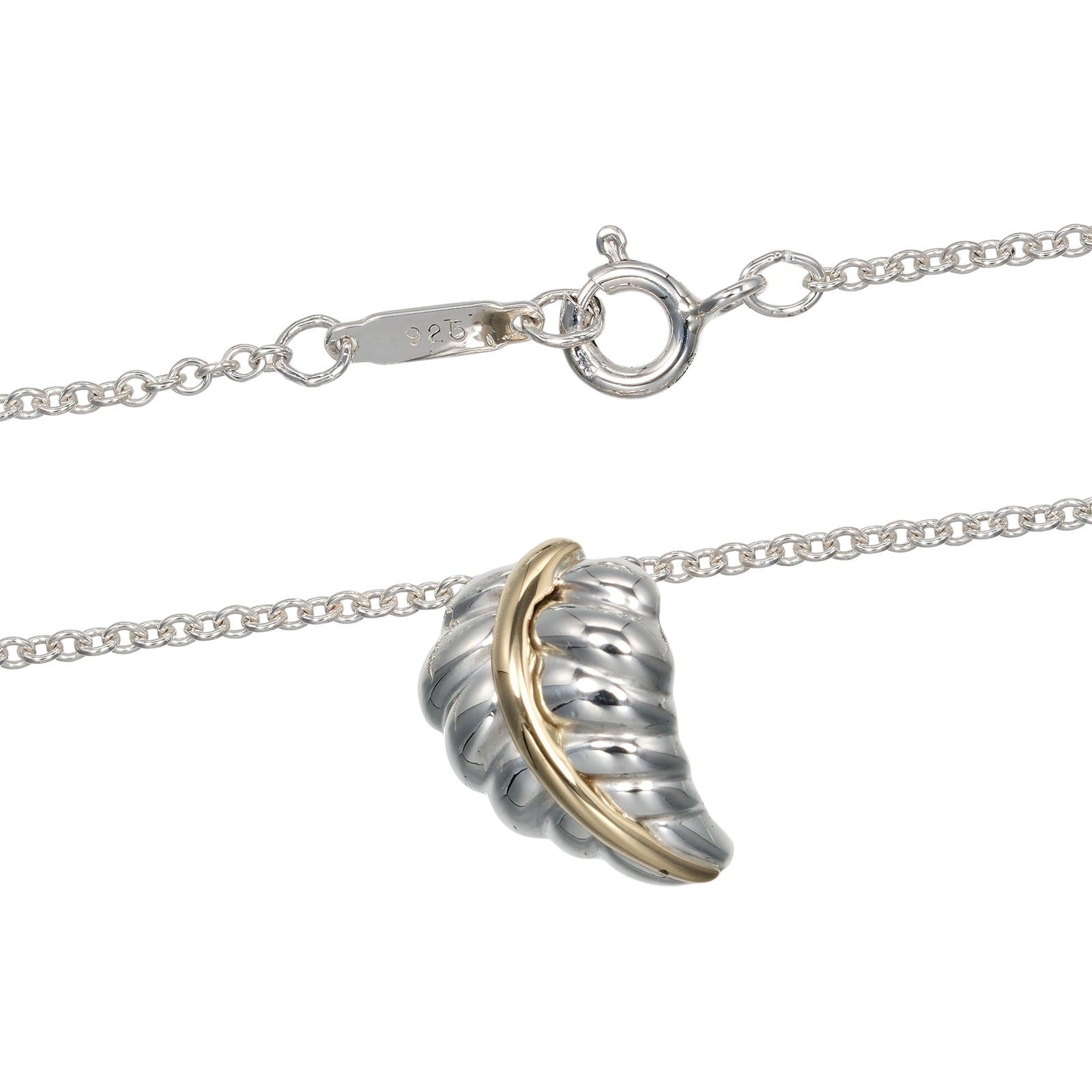 Tiffany & Co. Leaf Pendant Necklace Silver 925 And K18 Yellow Gold Silver Silver Necklace Jewelry (Pre-Owned)