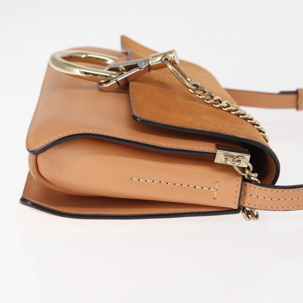 Chloe Faye Shoulder Bag Leather And Suede Beige Leather Bag (Pre-Owned)